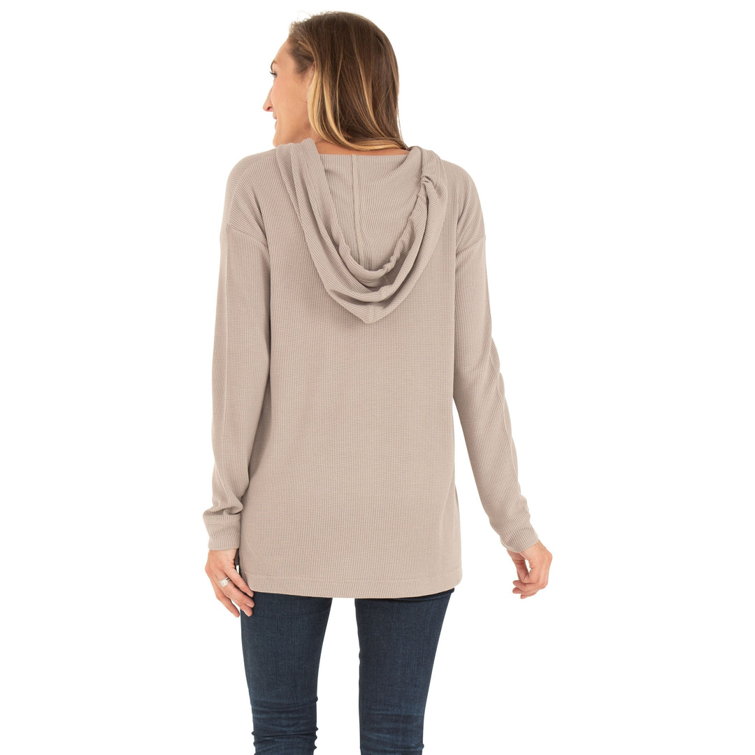 Free Fly Women's Bamboo Waffle Hoody, Dune, view 2