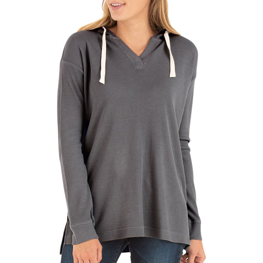 Free Fly Women's Bamboo Waffle Hoody, Steel Grey
