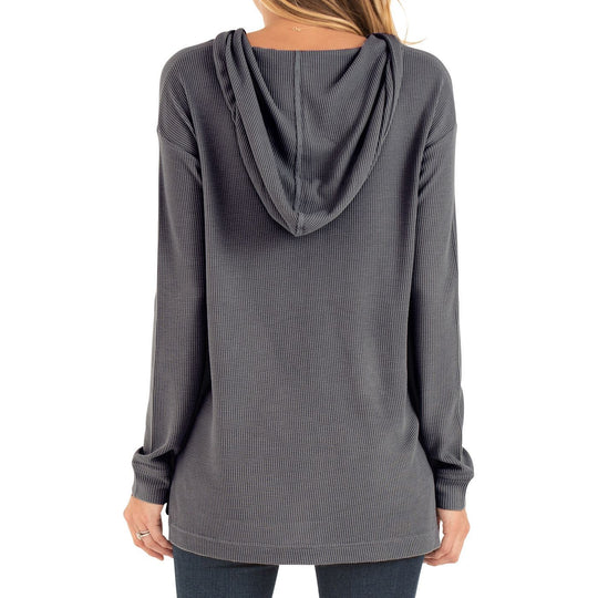 Free Fly Women's Bamboo Waffle Hoody, Steel Grey, view 2
