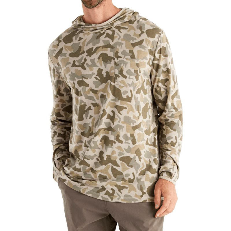 Free Fly Men's Bamboo Lightweight Hoody, Barrier Island Camo