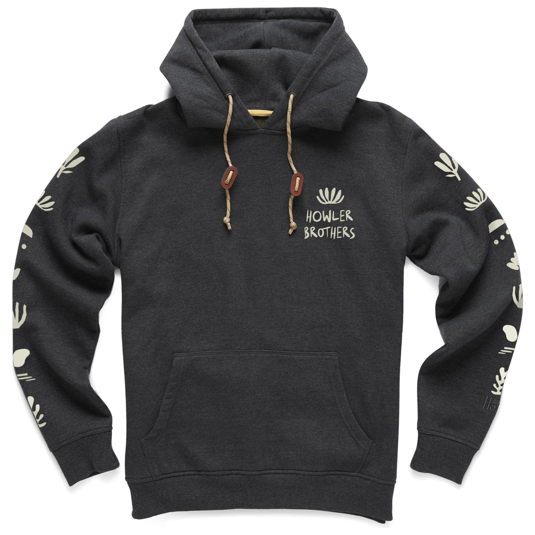 Howler Brothers Pull Over Hoodie, Distant Forms: Charcoal Heather