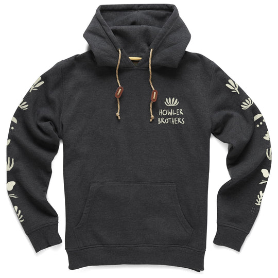 Howler Brothers Pull Over Hoodie, Distant Forms: Charcoal Heather