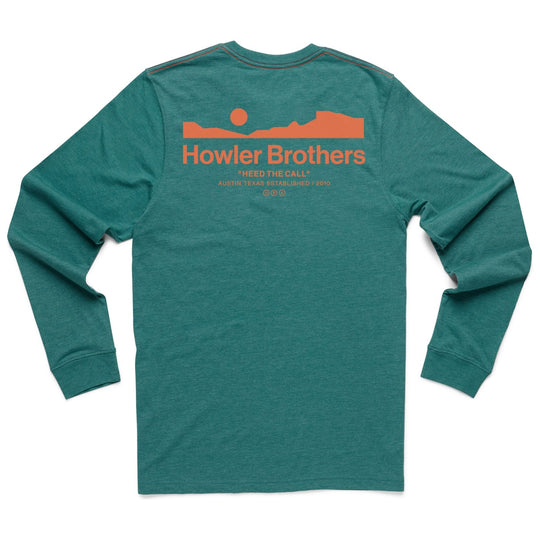 Howler Brothers Longsleeve T-Shirt, Howler Arroyo: Petrol Heather