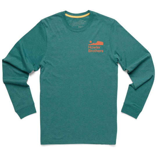 Howler Brothers Longsleeve T-Shirt, Howler Arroyo: Petrol Heather, view 2