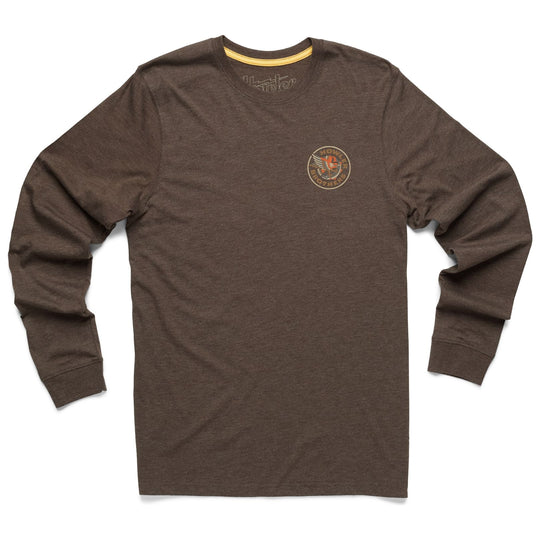 Howler Brothers Longsleeve T-Shirt, Osprey and Pike: Espresso Heather, view 2