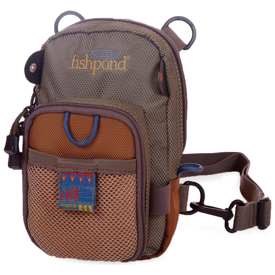 Fishpond San Juan Vertical Chest Pack, Sand / Saddle Brown, packaging