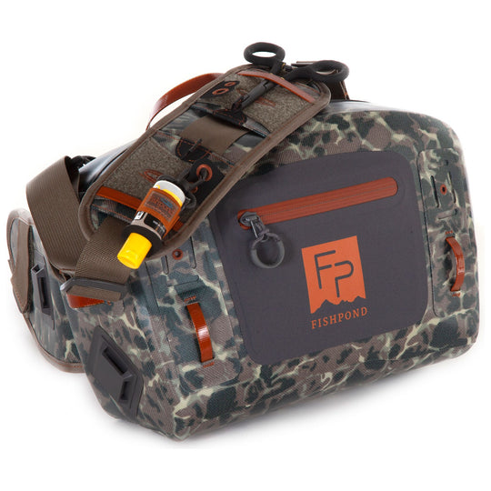 Fishpond Thunderhead Submersible Lumbar, Eco Riverbed Camo, packaging